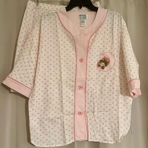 Night Gear Pink Moon Star Teddy Bear Cotton Pajama Set Size L